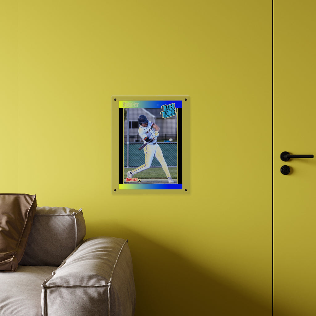 Baseball Player Acrylic Wall Art Panel — 'Rated Rookie' Sports Card Print