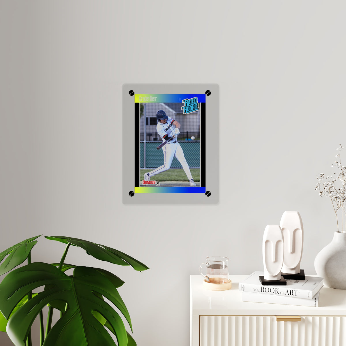Baseball Player Acrylic Wall Art Panel — 'Rated Rookie' Sports Card Print