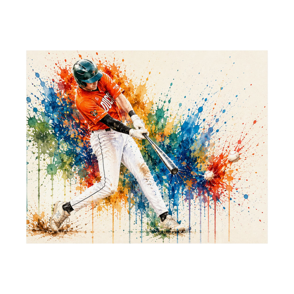 Baseball Splash Art Satin Poster