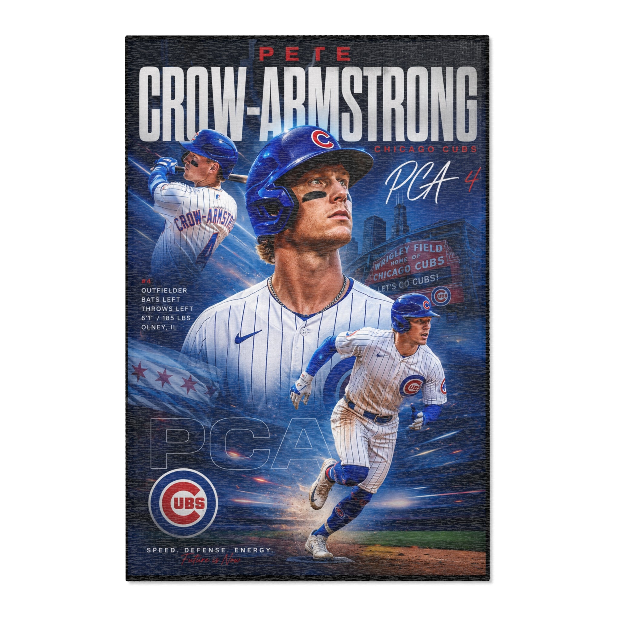Chicago Cubs Pete Crow-Armstrong Baseball Area Rug – Team Poster Design