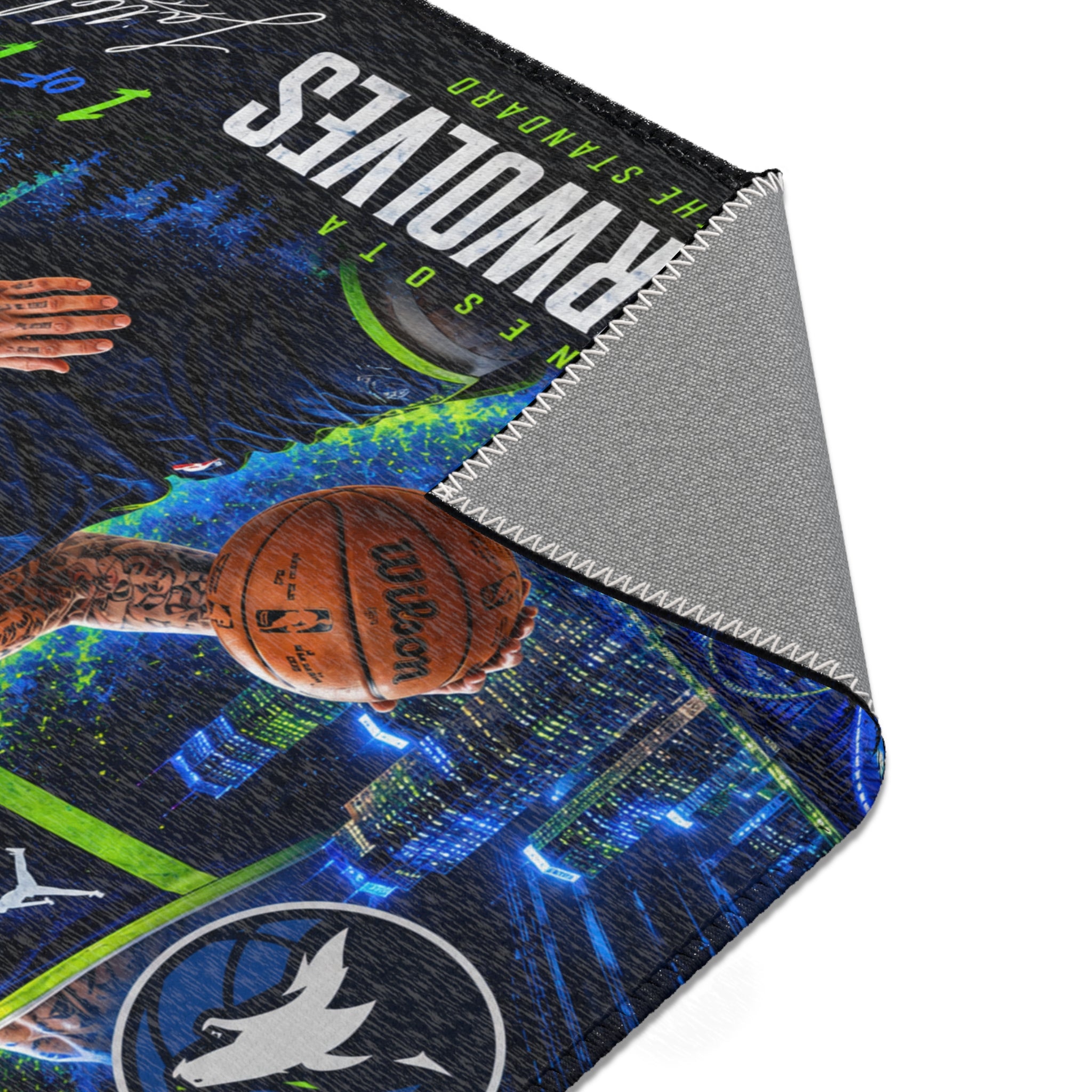 Timberwolves Anthony Edwards Basketball Area Rug — 'Built for Something Bigger' Fan Decor
