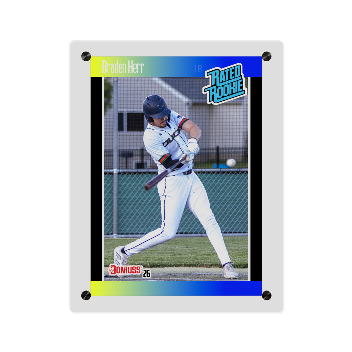 Baseball Player Acrylic Wall Art Panel — 'Rated Rookie' Sports Card Print