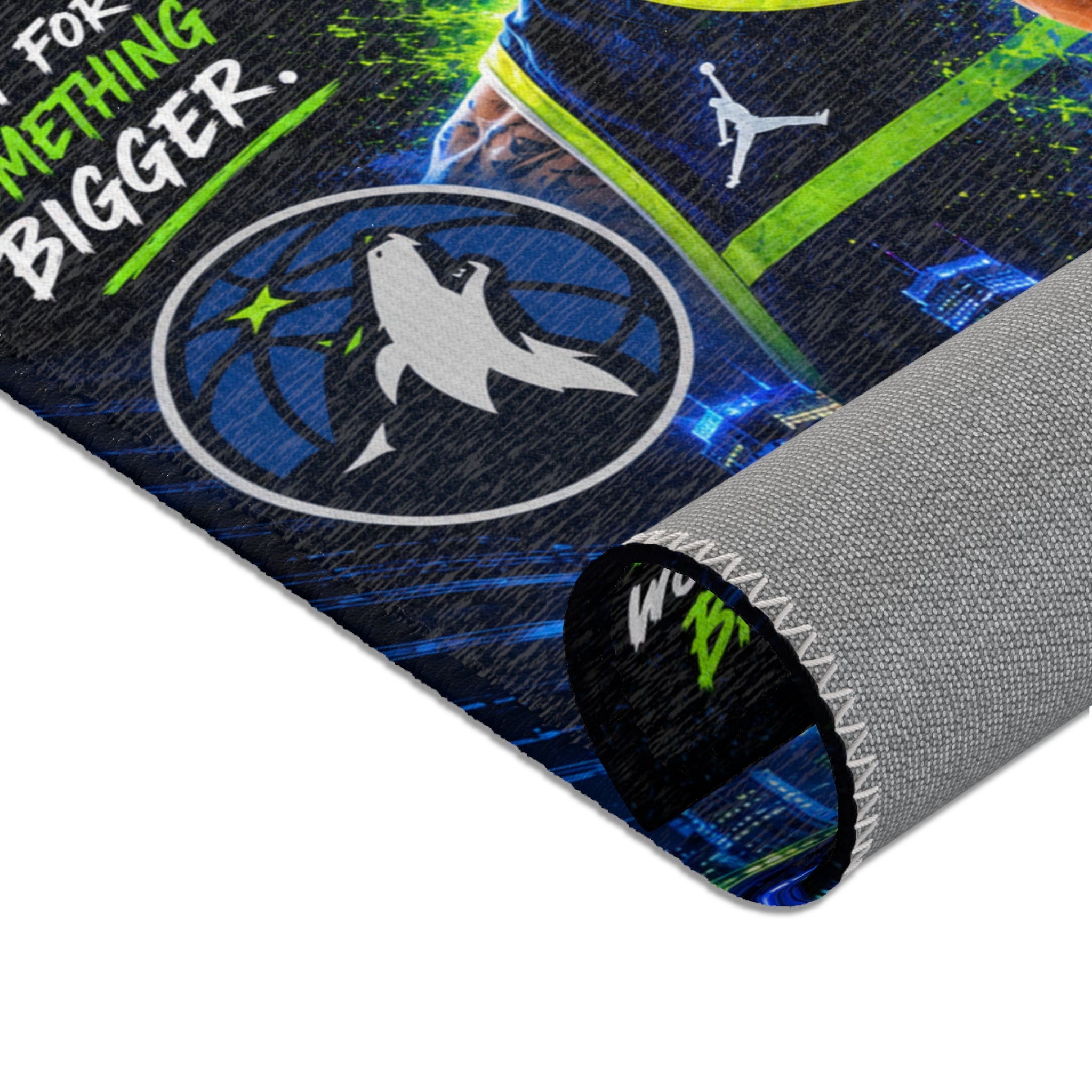 Timberwolves Anthony Edwards Basketball Area Rug — 'Built for Something Bigger' Fan Decor