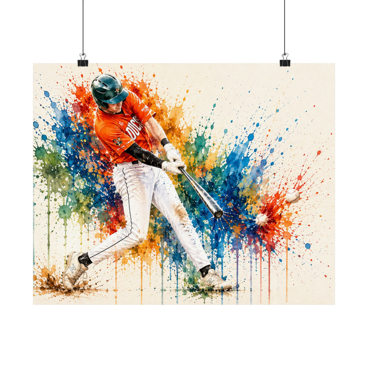 Baseball Splash Art Satin Poster