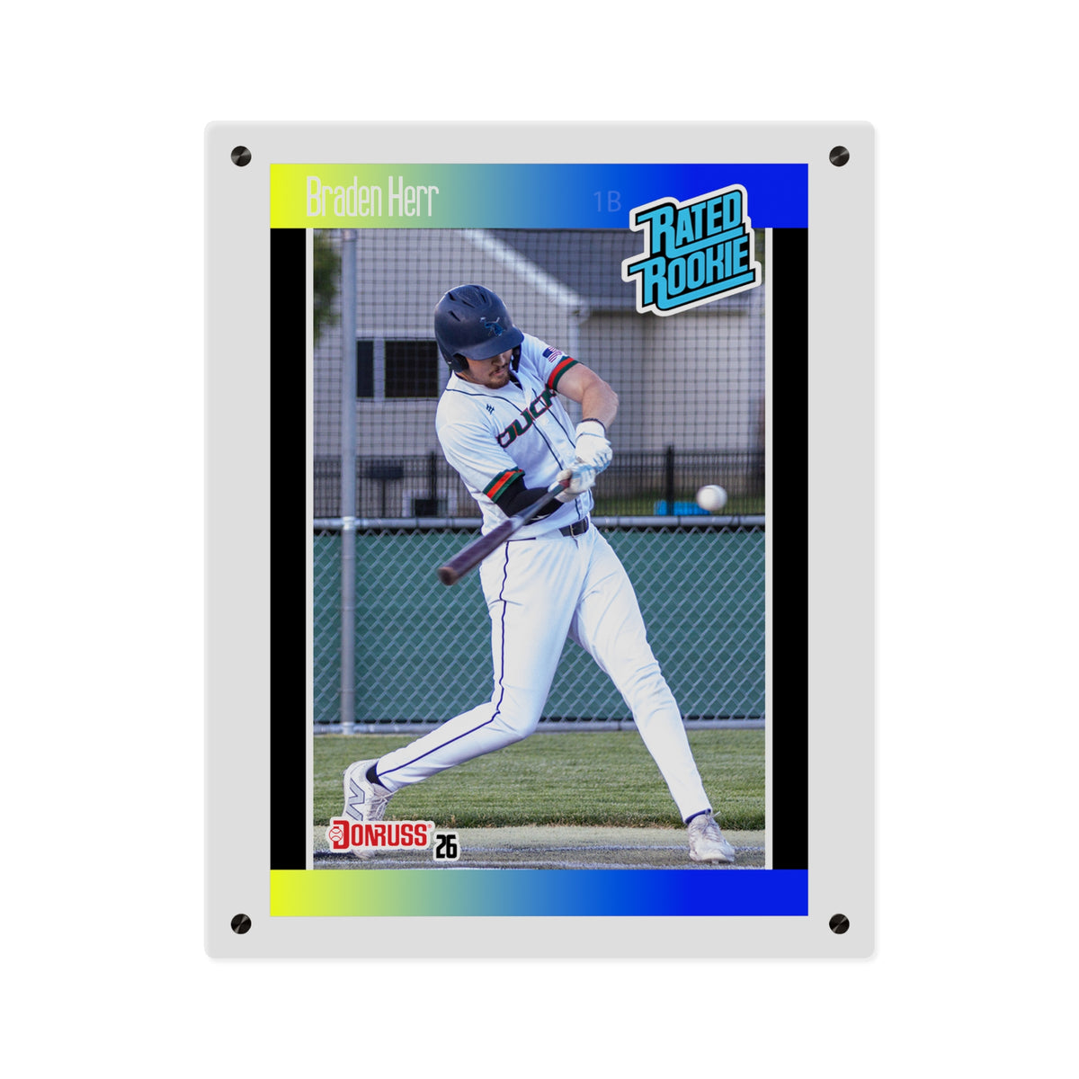 Baseball Player Acrylic Wall Art Panel — 'Rated Rookie' Sports Card Print